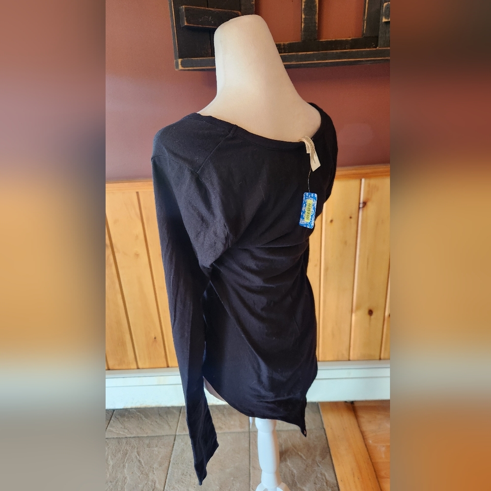 Free People Intimately Yours Black Scoop Neck Long Sleeve Body Suit Size Large - Picture 3 of 9